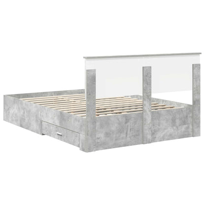 vidaXL Bettrahmen mit Kopfteil Beton Grau 140 x 200 cm Holzwerkstoff