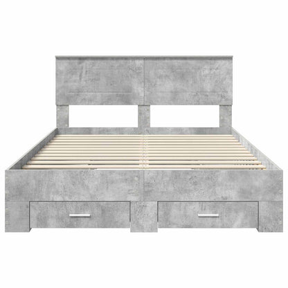 vidaXL Bettrahmen mit Kopfteil Beton Grau 140 x 200 cm Holzwerkstoff