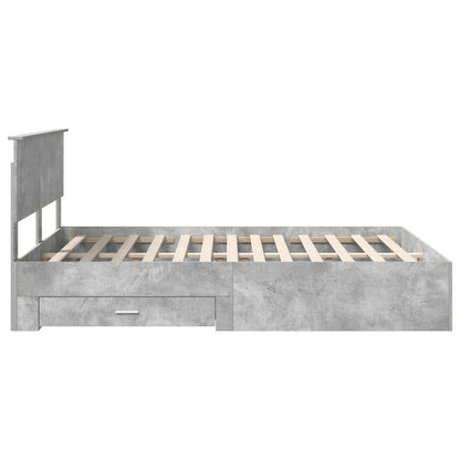 vidaXL Bettrahmen mit Kopfteil Beton Grau 140 x 200 cm Holzwerkstoff