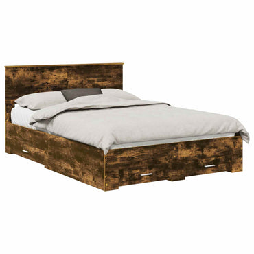 vidaXL Bettrahmen Geräucherte Eiche 140 x 200 cm Holzwerkstoff
