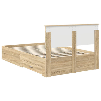 vidaXL Bettrahmen mit Kopfteil Sonoma-Eiche 135 x 190 cm Holzwerkstoff