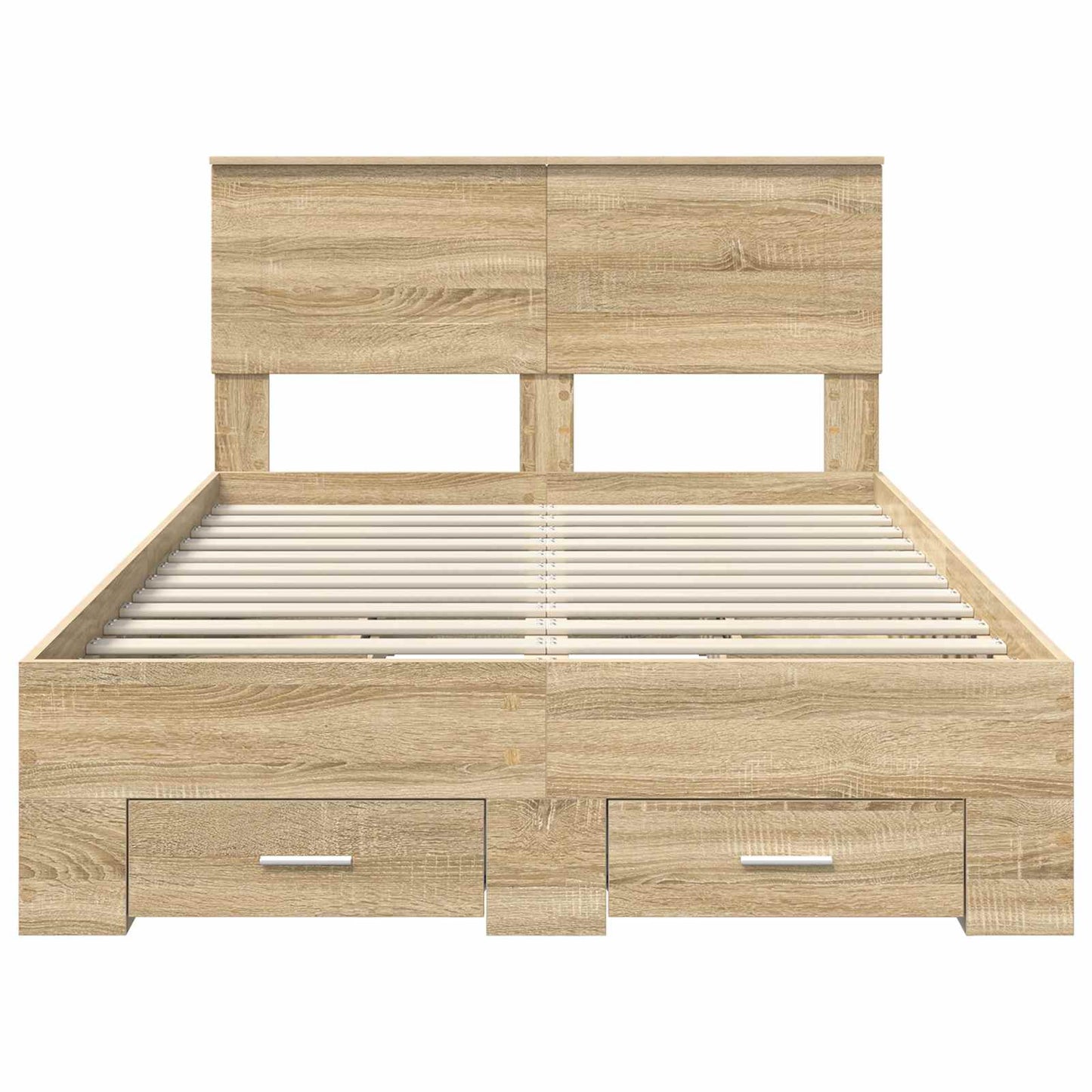 vidaXL Bettrahmen mit Kopfteil Sonoma-Eiche 135 x 190 cm Holzwerkstoff
