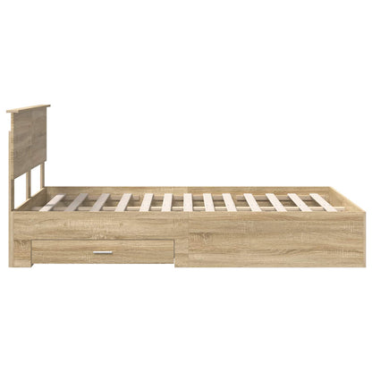 vidaXL Bettrahmen mit Kopfteil Sonoma-Eiche 135 x 190 cm Holzwerkstoff