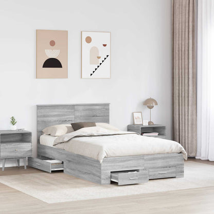 vidaXL Bettrahmen Graues Sonoma 135 x 190 cm Holzwerkstoff