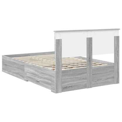 vidaXL Bettrahmen Graues Sonoma 135 x 190 cm Holzwerkstoff