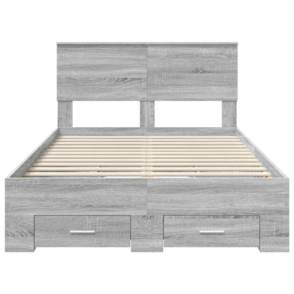 vidaXL Bettrahmen Graues Sonoma 135 x 190 cm Holzwerkstoff