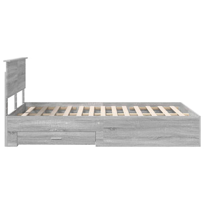 vidaXL Bettrahmen Graues Sonoma 135 x 190 cm Holzwerkstoff