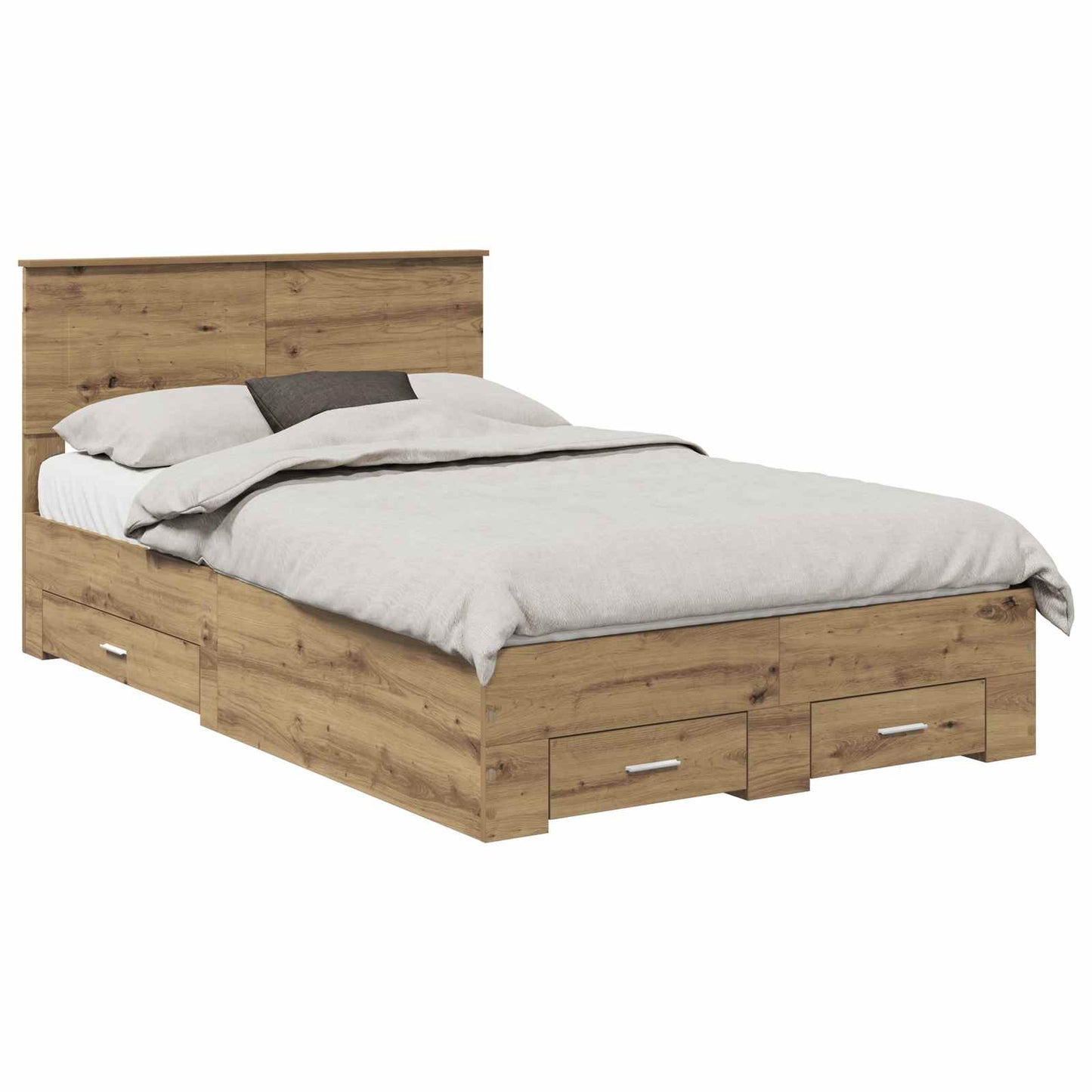 vidaXL Bettrahmen Artisan-Eiche 135 x 190 cm Holzwerkstoff