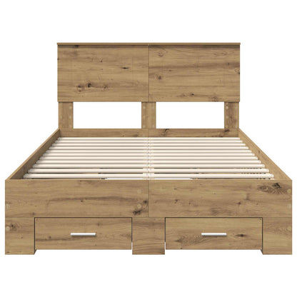 vidaXL Bettrahmen Artisan-Eiche 135 x 190 cm Holzwerkstoff