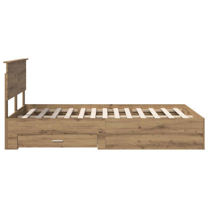 vidaXL Bettrahmen Artisan-Eiche 135 x 190 cm Holzwerkstoff