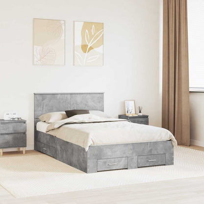vidaXL Bettrahmen mit Kopfteil Beton Grau 120 x 190 cm Holzwerkstoff