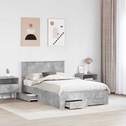 vidaXL Bettrahmen mit Kopfteil Beton Grau 120 x 190 cm Holzwerkstoff