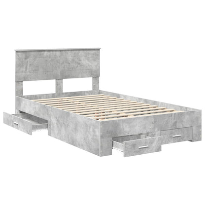 vidaXL Bettrahmen mit Kopfteil Beton Grau 120 x 190 cm Holzwerkstoff
