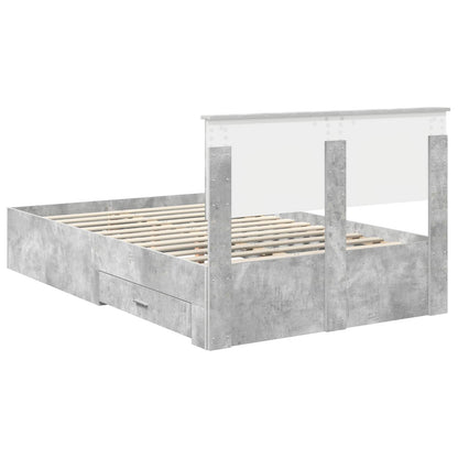 vidaXL Bettrahmen mit Kopfteil Beton Grau 120 x 190 cm Holzwerkstoff