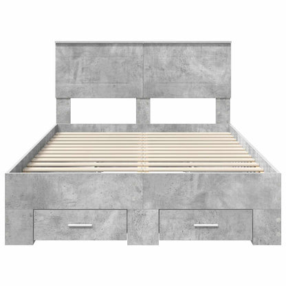 vidaXL Bettrahmen mit Kopfteil Beton Grau 120 x 190 cm Holzwerkstoff