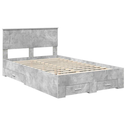 vidaXL Bettrahmen mit Kopfteil Beton Grau 120 x 200 cm Holzwerkstoff