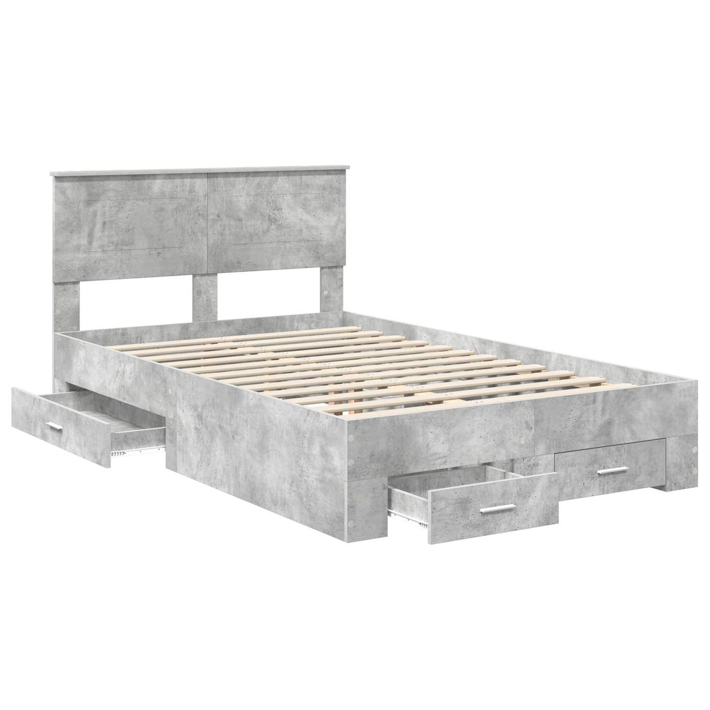 vidaXL Bettrahmen mit Kopfteil Beton Grau 120 x 200 cm Holzwerkstoff