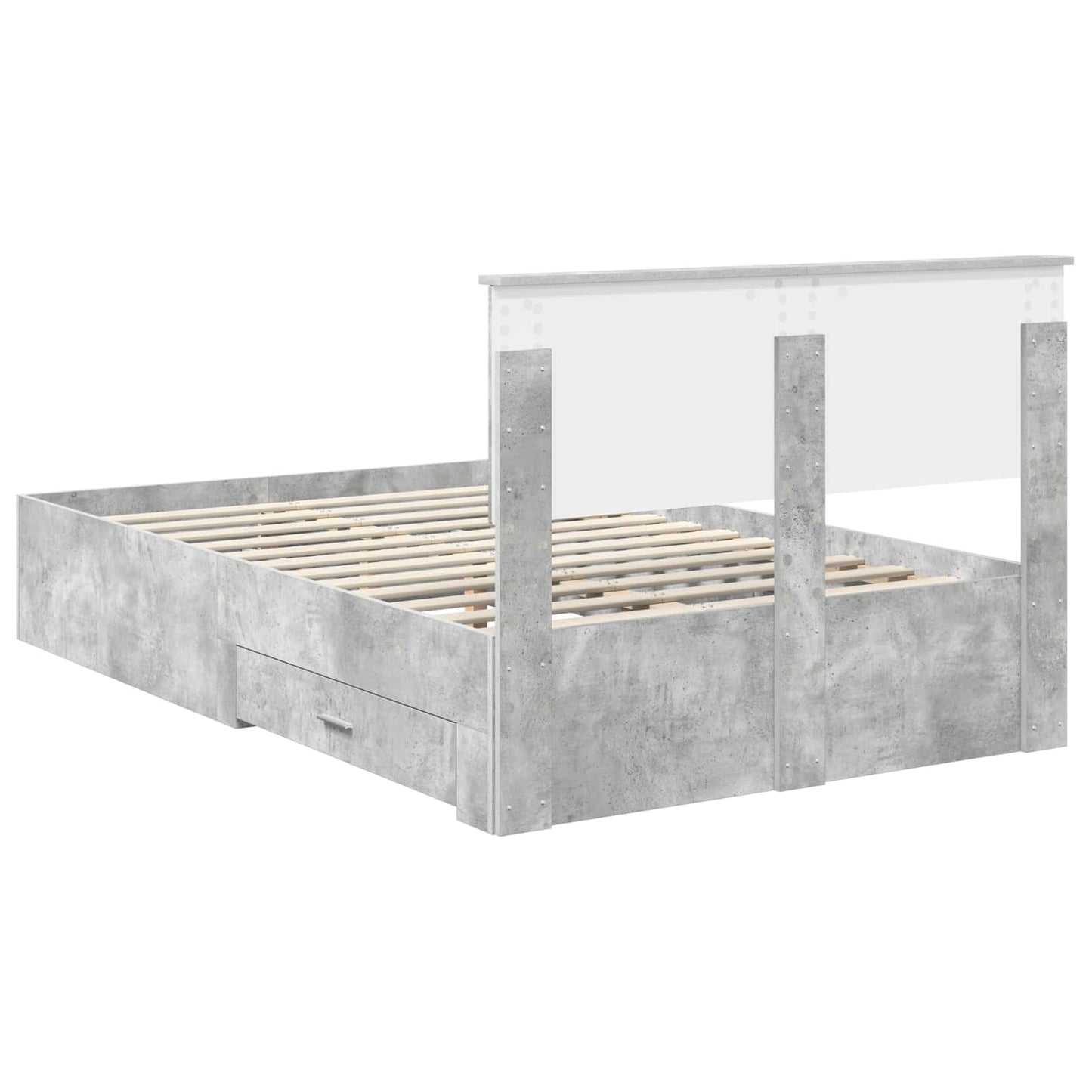 vidaXL Bettrahmen mit Kopfteil Beton Grau 120 x 200 cm Holzwerkstoff