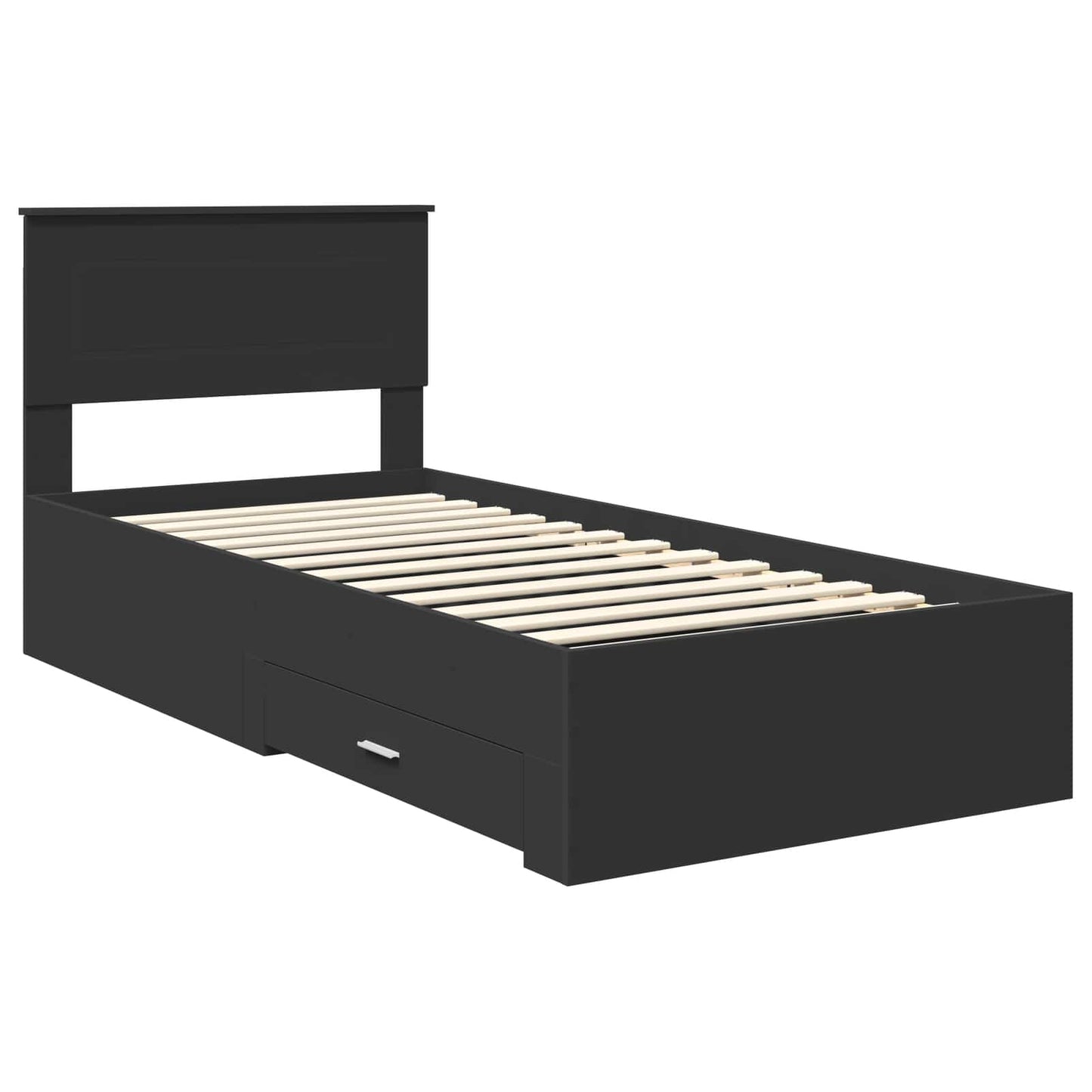 Bettrahmen Schwarz und Silber 100 x 200 cm Holzwerkstoff