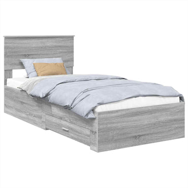 vidaXL Cadre de lit Gris Sonoma 100 x 200 cm Bois d'ingénierie