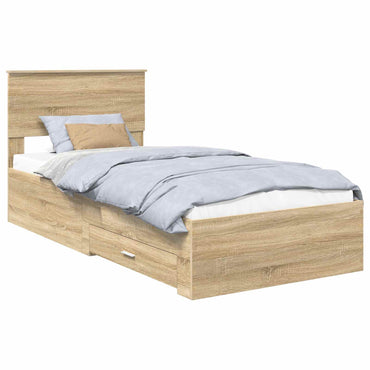 vidaXL Bettrahmen mit Kopfteil Sonoma-Eiche 90 x 190 cm Holzwerkstoff