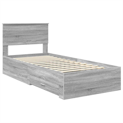 vidaXL Bettrahmen mit Kopfteil Graues Sonoma 90 x 190 cm Holzwerkstoff