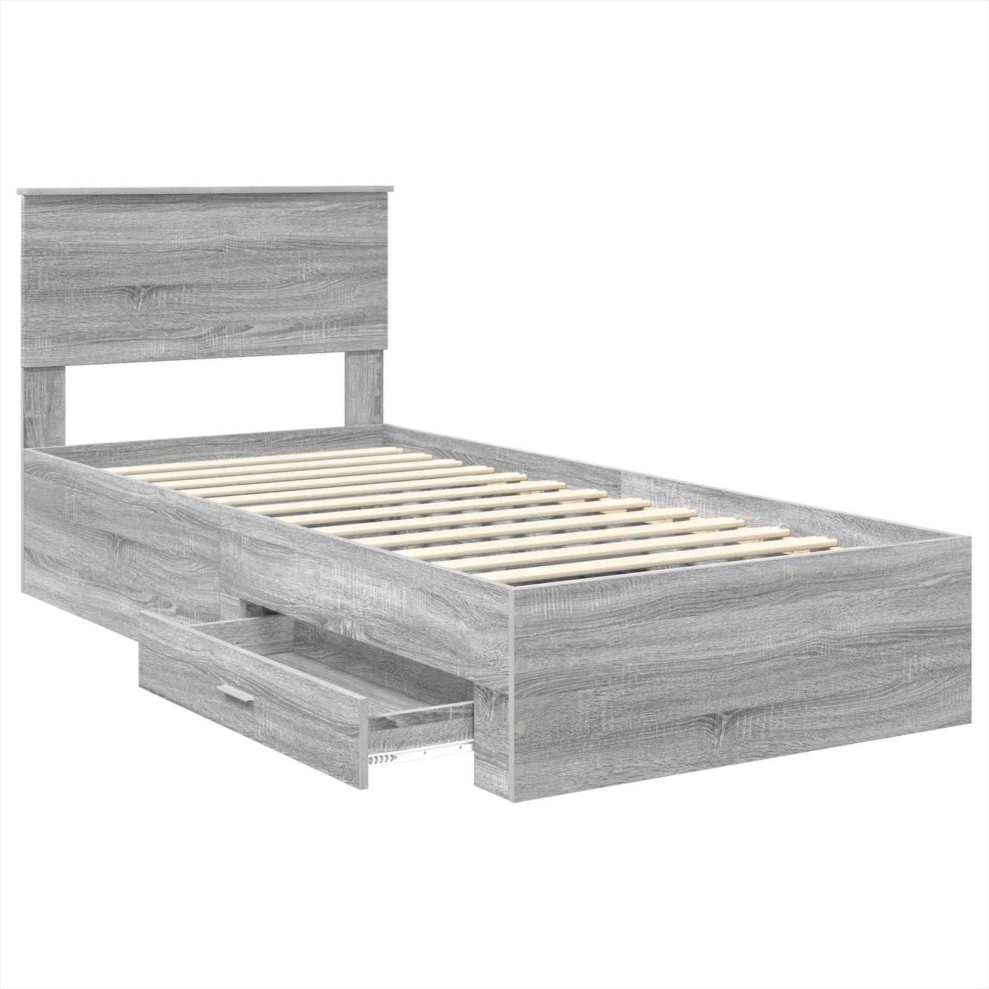 vidaXL Bettrahmen mit Kopfteil Graues Sonoma 90 x 190 cm Holzwerkstoff
