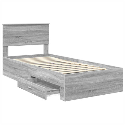 vidaXL Bettrahmen mit Kopfteil Graues Sonoma 90 x 190 cm Holzwerkstoff