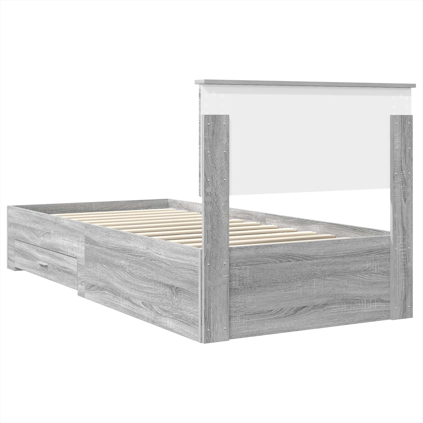 vidaXL Bettrahmen mit Kopfteil Graues Sonoma 90 x 190 cm Holzwerkstoff