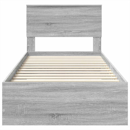vidaXL Bettrahmen mit Kopfteil Graues Sonoma 90 x 190 cm Holzwerkstoff