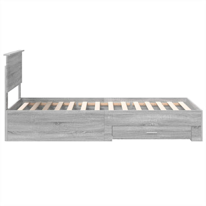 vidaXL Bettrahmen mit Kopfteil Graues Sonoma 90 x 190 cm Holzwerkstoff
