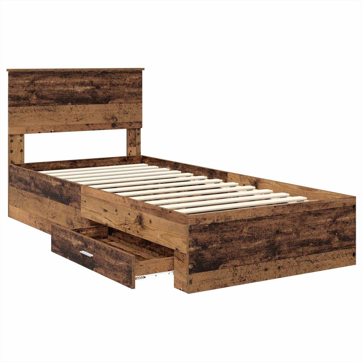 vidaXL Cadre de lit avec tête de lit en bois de récupération 90 x 190 cm en bois d'ingénierie