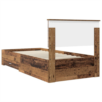 vidaXL Cadre de lit avec tête de lit en bois de récupération 90 x 190 cm en bois d'ingénierie