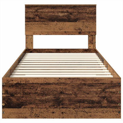 vidaXL Cadre de lit avec tête de lit en bois de récupération 90 x 190 cm en bois d'ingénierie