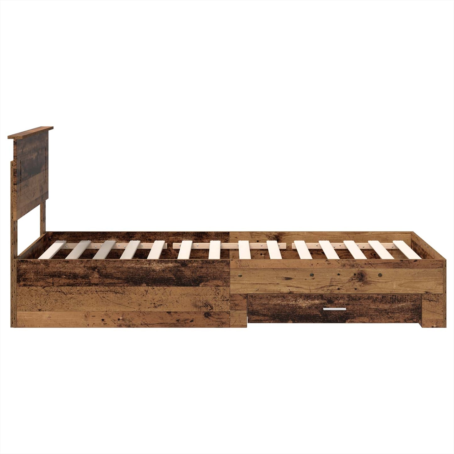 vidaXL Cadre de lit avec tête de lit en bois de récupération 90 x 190 cm en bois d'ingénierie