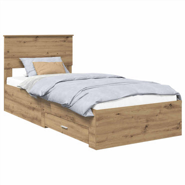 vidaXL Bettrahmen mit Kopfteil Artisan-Eiche 90 x 190 cm Holzwerkstoff