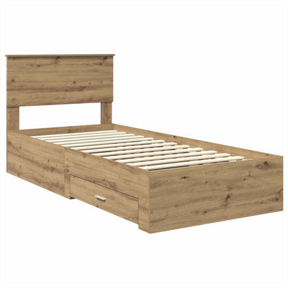 vidaXL Bettrahmen mit Kopfteil Artisan-Eiche 90 x 190 cm Holzwerkstoff