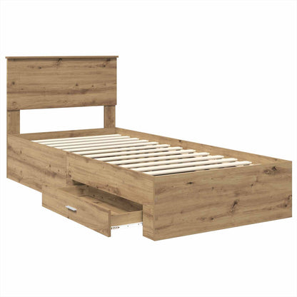 vidaXL Bettrahmen mit Kopfteil Artisan-Eiche 90 x 190 cm Holzwerkstoff