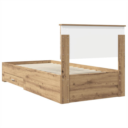vidaXL Bettrahmen mit Kopfteil Artisan-Eiche 90 x 190 cm Holzwerkstoff