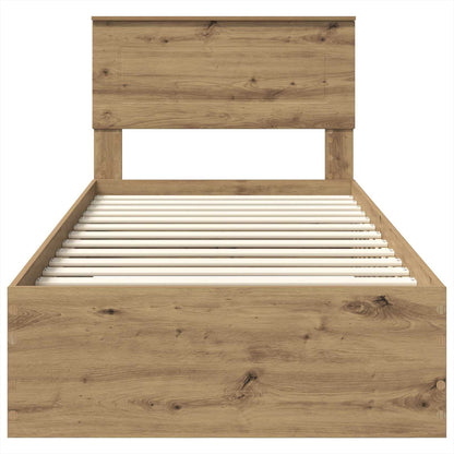 vidaXL Bettrahmen mit Kopfteil Artisan-Eiche 90 x 190 cm Holzwerkstoff