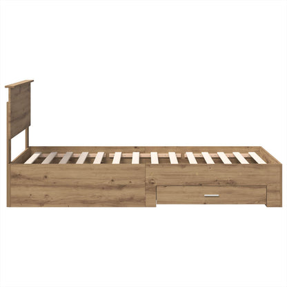 vidaXL Bettrahmen mit Kopfteil Artisan-Eiche 90 x 190 cm Holzwerkstoff