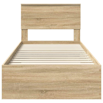 vidaXL Bettrahmen mit Kopfteil Sonoma-Eiche 90 x 200 cm Holzwerkstoff