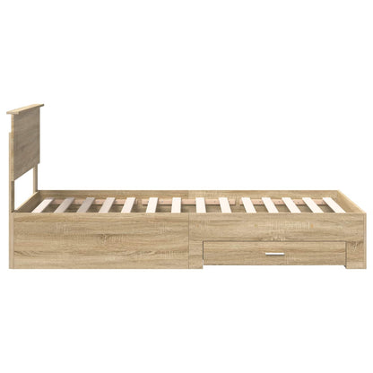 vidaXL Bettrahmen mit Kopfteil Sonoma-Eiche 90 x 200 cm Holzwerkstoff