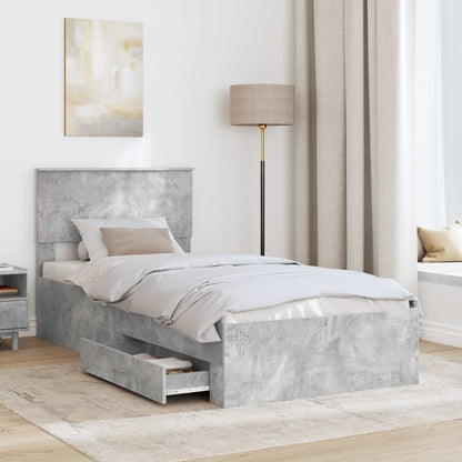 vidaXL Cadre de lit avec tête de lit Gris Béton 90 x 200 cm Bois d'ingénierie