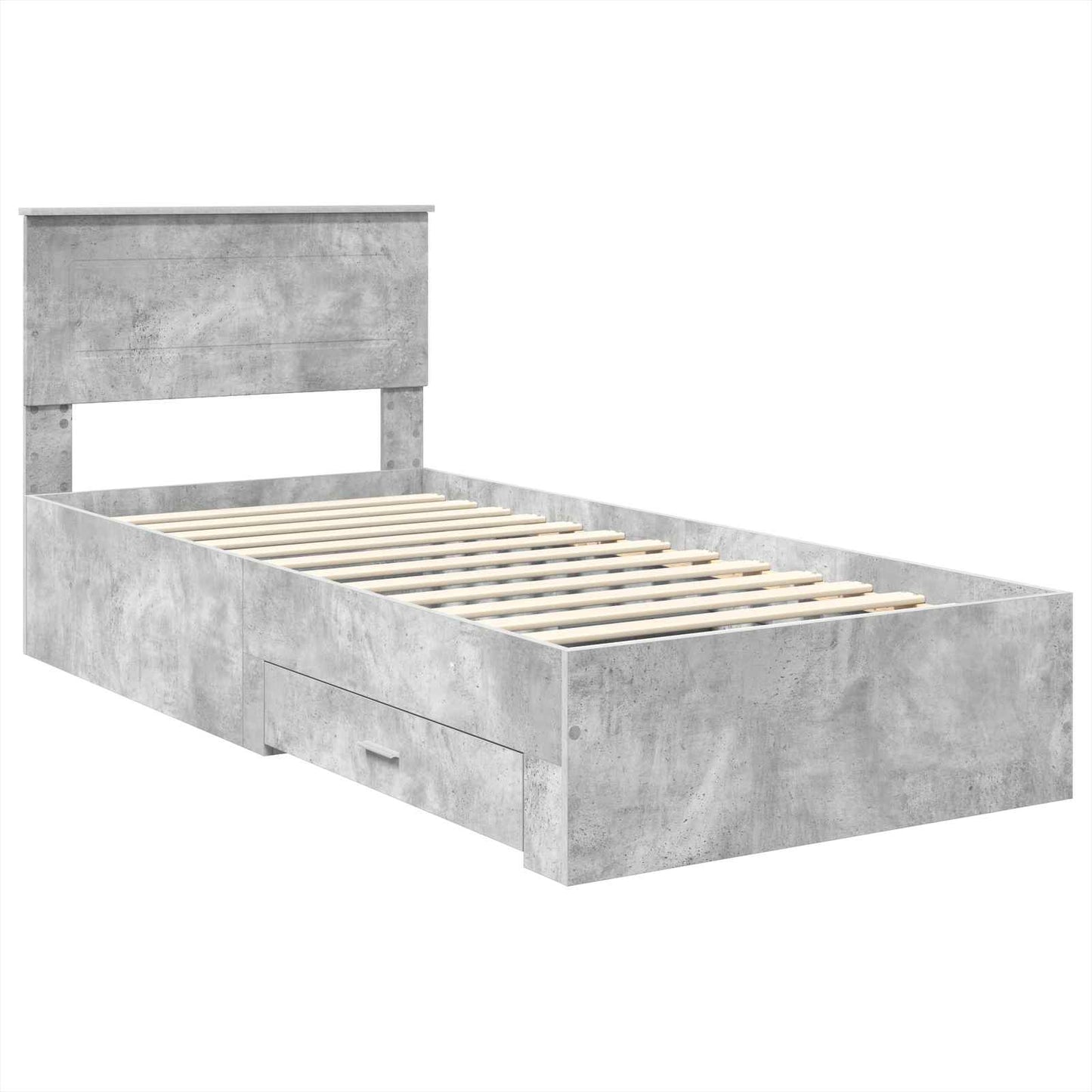 vidaXL Cadre de lit avec tête de lit Gris Béton 90 x 200 cm Bois d'ingénierie