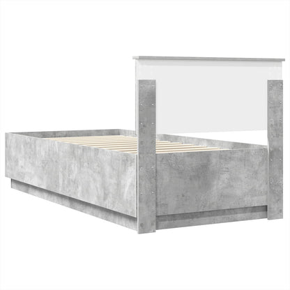 vidaXL Cadre de lit avec tête de lit Gris Béton 90 x 200 cm Bois d'ingénierie