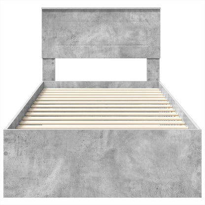 vidaXL Cadre de lit avec tête de lit Gris Béton 90 x 200 cm Bois d'ingénierie