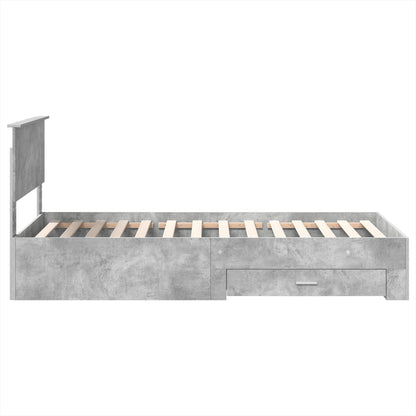 vidaXL Cadre de lit avec tête de lit Gris Béton 90 x 200 cm Bois d'ingénierie
