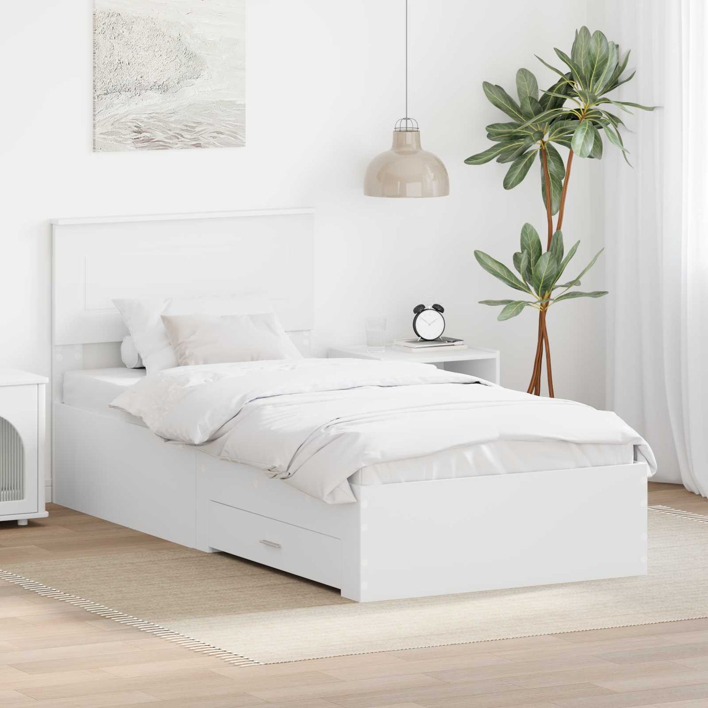 vidaXL Bettrahmen Weiß und Silber 75 x 190 cm Holzwerkstoff