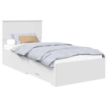 vidaXL Bettrahmen Weiß und Silber 75 x 190 cm Holzwerkstoff